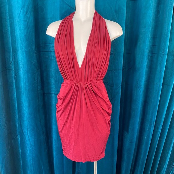 Bebe Dresses & Skirts - Bebe Halterneck Red Bodycon Party Dress
